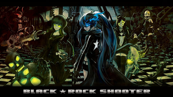 Аниме, Black Rock Shooter, Black Gold Saw, Dead Master (Black Rock Shooter), Strength (Black Rock Shooter), HD тапет