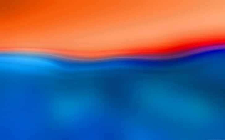 минимализм, оранжевый, синий, размытый, формы, формы волны, красочный, HD обои