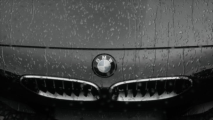 svart BMW-galler, drivklubb, BMW, regn, vattendroppar, videospel, bil, HD tapet