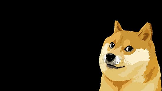 Minimalismus, Hund, Schwarzer Hintergrund, Bild, Kunst, Doge, Meme, Memes, Black, HD-Hintergrundbild HD wallpaper
