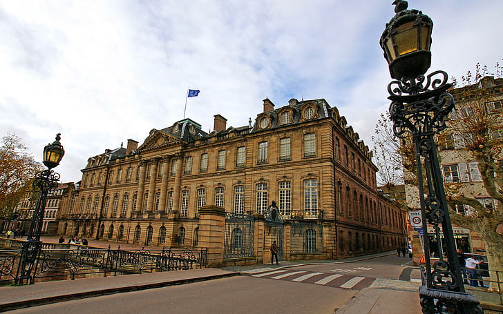 Дворецът Рохан, бежова бетонна сграда, свят, 1920x1200, Франция, Европа, Страсбург, дворецът Рохан, HD тапет
