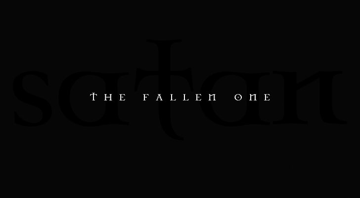 Сатана, черный фон с текстом The Fallen One, Aero, Черный, темный, сатана, падший, готика, HD обои