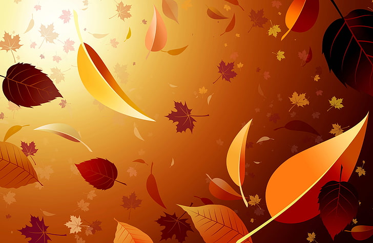 갈색 잎 애니메이션 배경 화면, 가을, 잎, 빛, 벽지, 단풍 나무, 떨어지는 나뭇잎, HD 배경 화면