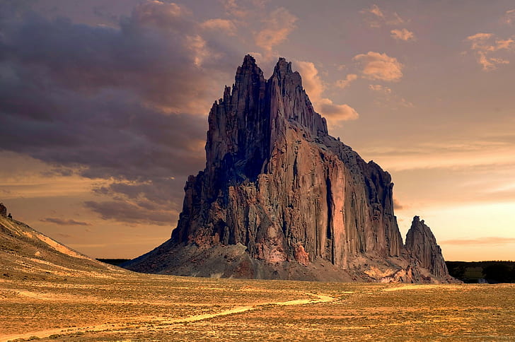 뉴 멕시코, 바위, 바위, 사막, 바위 formarion, Shiprock Peak, 뉴 멕시코, HD 배경 화면