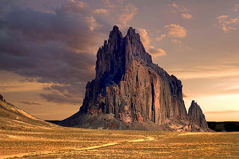 Nowy Meksyk, skała, skała, pustynia, formacja skalna, Shiprock Peak, Nowy Meksyk, Tapety HD HD wallpaper