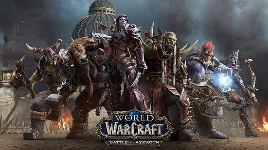 World of Warcraft: Battle for Azeroth, video games, artwork, Sylvanas Windrunner, Orc, trolls, Blood Elf, Taurens, horde, Warcraft, World of Warcraft, Blizzard Entertainment, HD wallpaper HD wallpaper