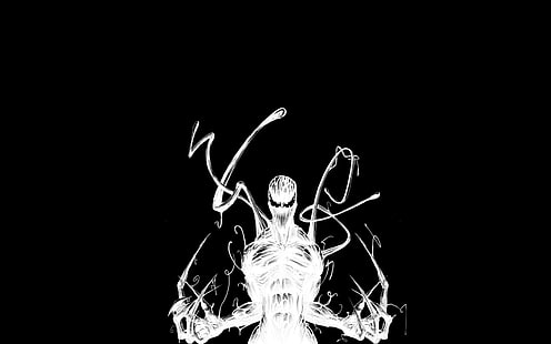 วอลล์เปเปอร์ Venom, Spider-Man, การ์ตูน, Marvel Comics, Carnage, ขาวดำ, อาร์ตเวิร์ค, วอลล์เปเปอร์ HD HD wallpaper