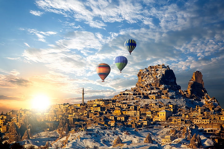 Turki, balon udara panas, Kapadokia, Wallpaper HD