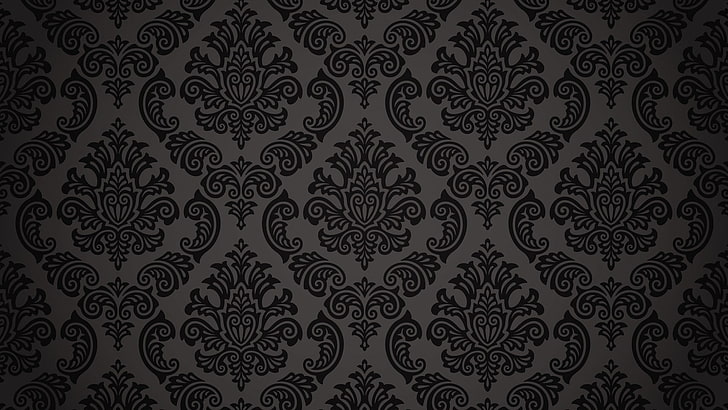 abstract, pattern, floral, dark background, HD wallpaper
