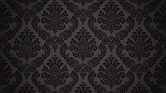 resumo, padrão, floral, fundo escuro, HD papel de parede HD wallpaper