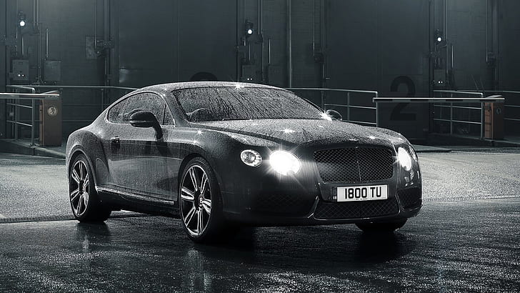 Bentley Continental GT, coche, mojado, faros, bentley continental gt, coche, mojado, faros, Fondo de pantalla HD