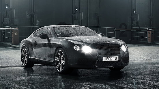 Bentley Continental GT, Автомобиль, Мокрый, Фары, Bentley Continental GT, Автомобиль, Мокрый, Фары, HD обои HD wallpaper