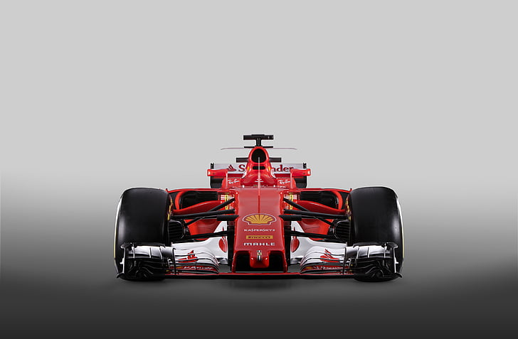 red and white Shell F1 car digital wallpaper, Ferrari SF70H, 2017, Formula One, Racing car, 4K, HD wallpaper