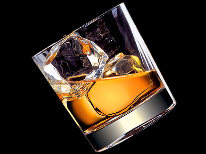 ice, glass, drink, whiskey, HD wallpaper HD wallpaper