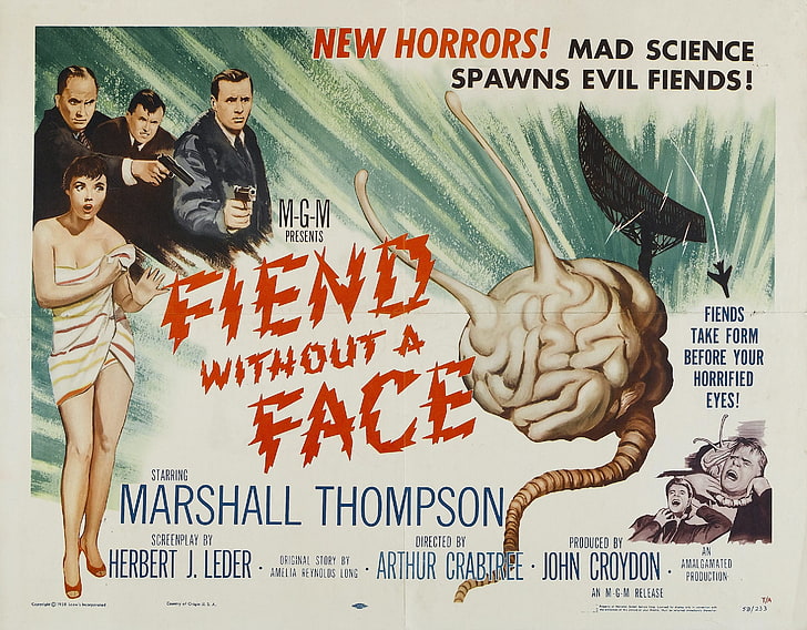Fiend without a Face poster, Affiches de films, Films B, Fiend Without a Face, psychotronics, affiche de film, films, Fond d'écran HD