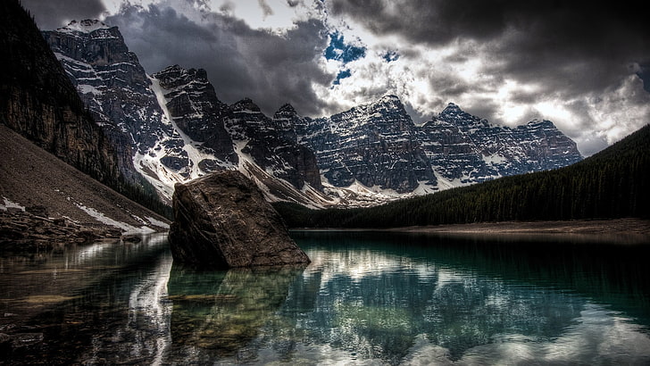 Banff ulusal park, kanada, doğa, dağlar, gök, peyzaj, buzultaş gölü, kanada, HD masaüstü duvar kağıdı