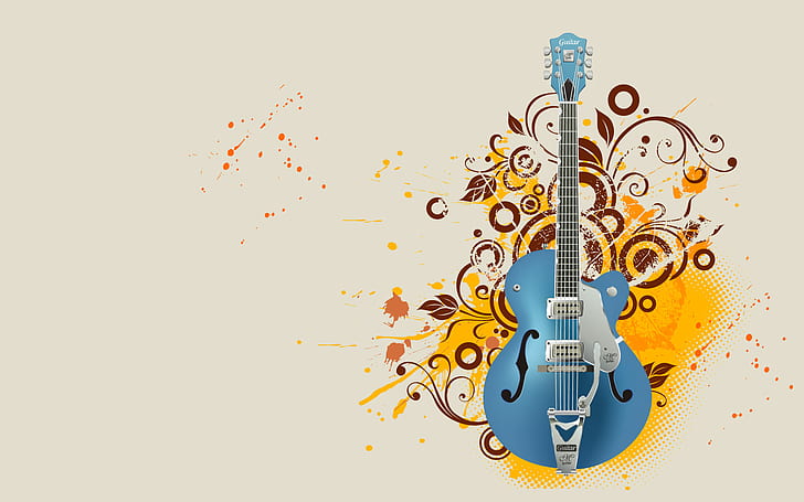 Classic Blue Guitar, blue guitar illustration, blue, classic, guitar, music, HD wallpaper