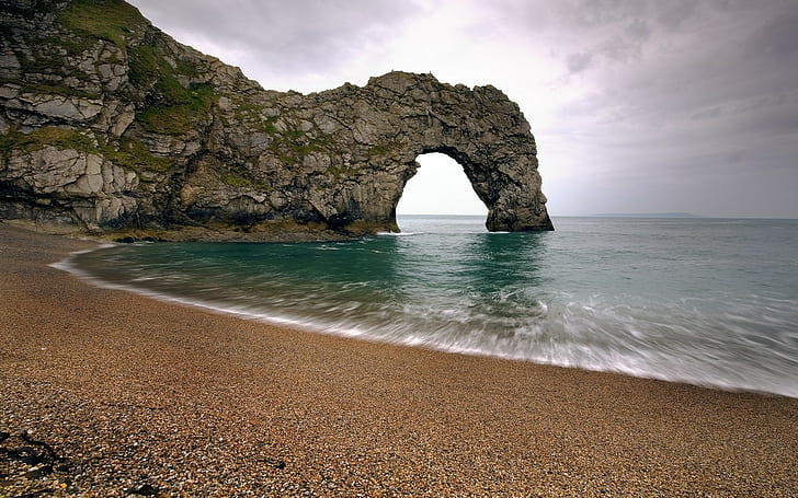 costa, mar, naturaleza, playa, roca, agua, puerta de Durdle, Fondo de pantalla HD