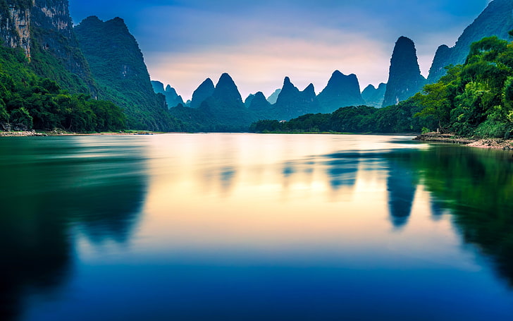 China beautiful nature scenery alpine river, HD wallpaper