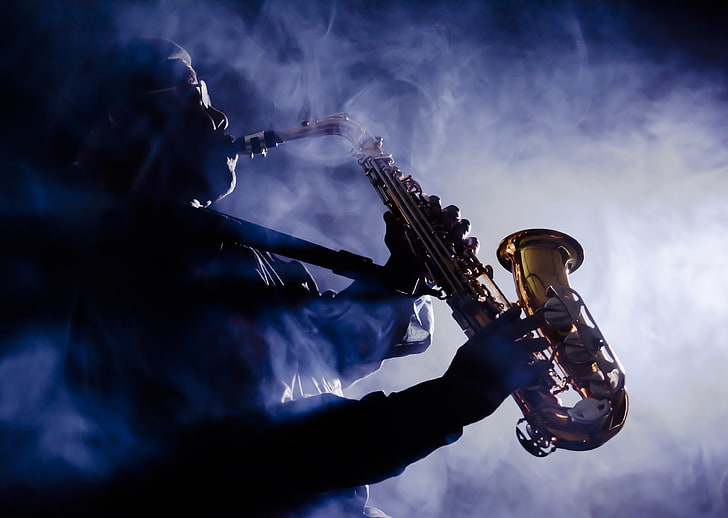 Rauch, Musiker, Saxophon, HD-Hintergrundbild