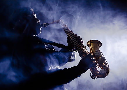 smoke, musician, saxophone, HD wallpaper HD wallpaper