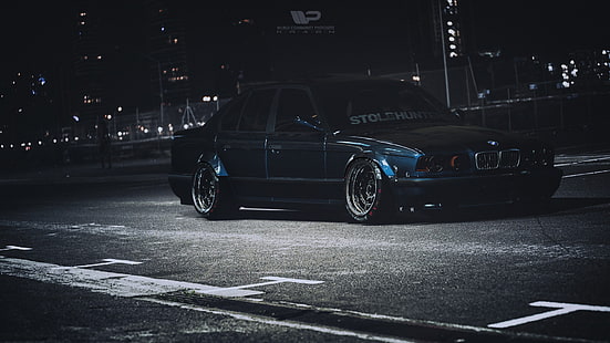 dark, car, vehicle, BMW, BMW E34, Kal'yan Polischuk, HD wallpaper HD wallpaper