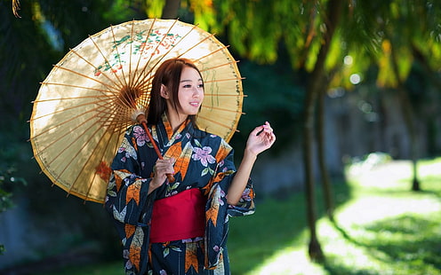 Stile cinese, ragazza, bellezza, abbigliamento, ombrelli, bello, abito kimono femminile, stile cinese, ragazza, bellezza, abbigliamento, ombrelli, bello, Sfondo HD HD wallpaper