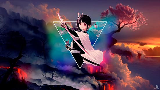Kanao Tsuyuri, Kimetsu no Yaiba, anime, anime dziewczyny, obraz w obrazie, Tapety HD HD wallpaper