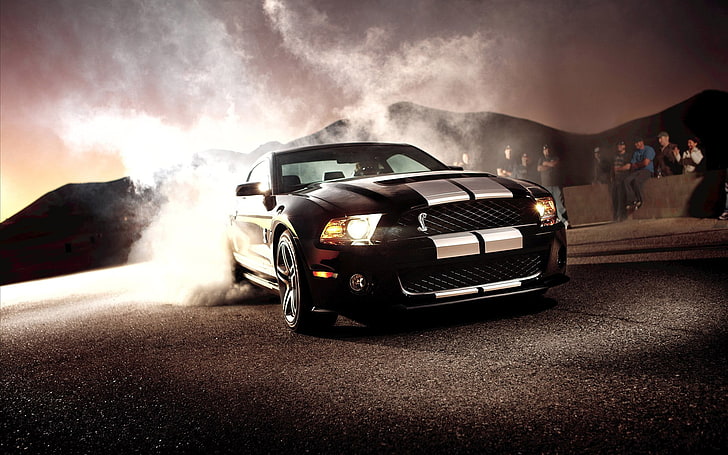 black and silver Shelby Cobra coupe, Mustang, shelby, Ford, gt500, ford mustang shelby gt 500, HD wallpaper