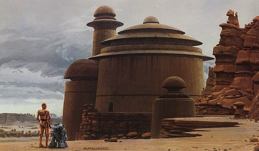 Star Wars, C-3PO, R2-D2, Tatooine (สตาร์วอร์ส), วอลล์เปเปอร์ HD HD wallpaper