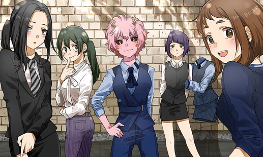 Anime, Kahramanım Akademi, Kyōka Jirō, Mina Ashido, Ochaco Uraraka, Toru Hagakure, Tsuyu Asui, HD masaüstü duvar kağıdı HD wallpaper