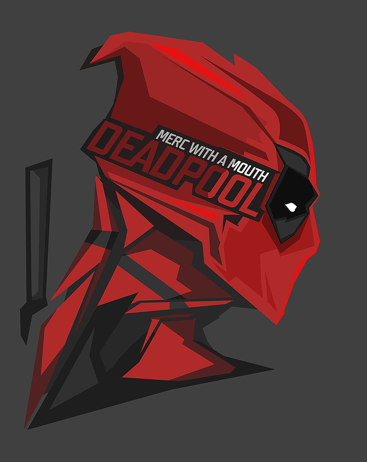 Ilustrasi Deadpool, Marvel Heroes, Deadpool, Marvel Comics, latar belakang abu-abu, Wallpaper HD, wallpaper seluler