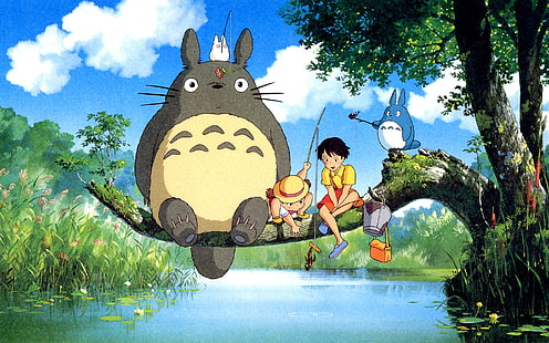 Hayao Miyazaki, mon voisin Totoro, bonne pêche, Hayao, Miyazaki, mon, voisin, Totoro, heureux, pêche, Fond d'écran HD HD wallpaper
