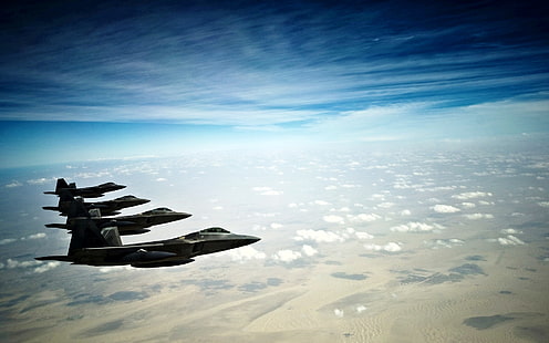 F 22 Raptor Stealth Fighters, Хищник, Истребители, Стелс, HD обои HD wallpaper