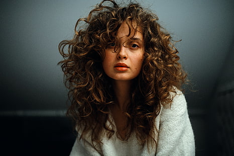 500px, women, Marat Safin, portrait, curly hair, HD wallpaper HD wallpaper