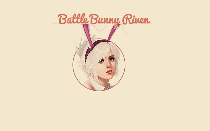 Battle Bunny Riven tapeta, League of Legends, Riven, gry wideo, typografia, minimalizm, Tapety HD
