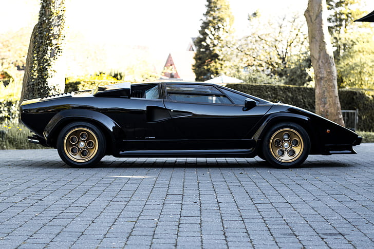 Lamborghini, Lamborghini Countach, autos negros, Fondo de pantalla HD