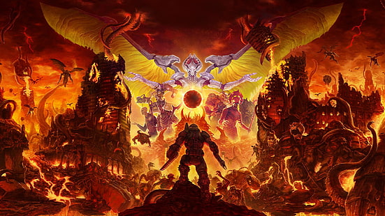  rock, game, hardcore, Bethesda Softworks, id Software, Doom eternal, HD wallpaper HD wallpaper