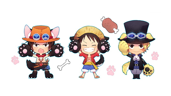 Anime, One Piece, Monkey D. Luffy, Portgas D. Ace, Sabo (One Piece), Wallpaper HD