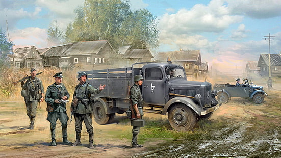 Alemania, la Wehrmacht, Ivan Hurenko, Car.1, infantería alemana, L3000S, Fondo de pantalla HD HD wallpaper