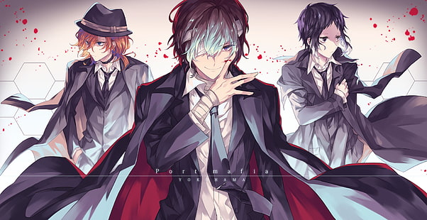 three anime characters, Anime, Bungou Stray Dogs, HD wallpaper HD wallpaper