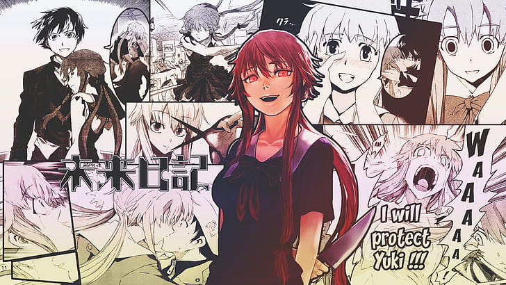 Mirai Nikki, anime girls, Gasai Yuno, manga, HD wallpaper