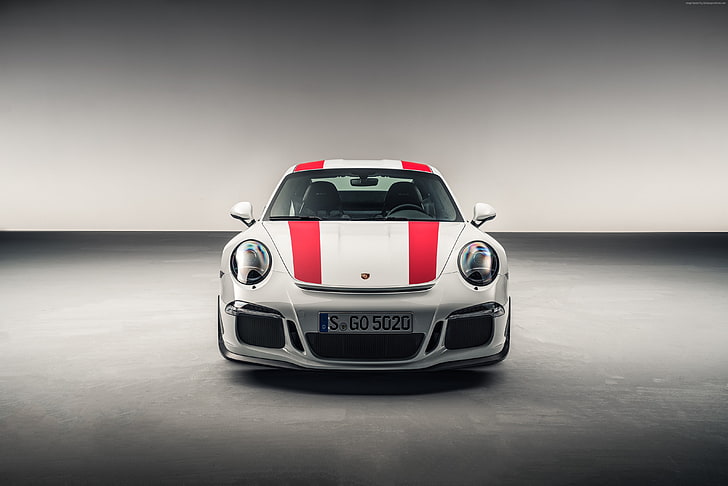Salon de l'auto de Genève 2016, Porsche 911 R (991), blanche, voiture de sport, Fond d'écran HD