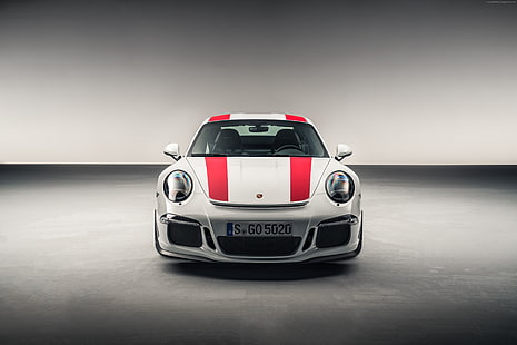 Женевский автосалон 2016, Porsche 911 R (991), белый, спорткар, HD обои HD wallpaper