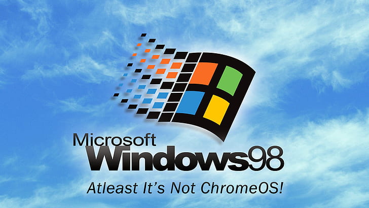 windows98, Google Chrome, blå, blå bakgrund, HD tapet