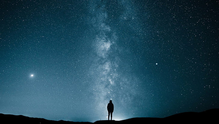 Männer, allein, Himmel, Sterne, HD-Hintergrundbild