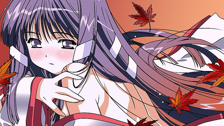 Anime, Anime Girls, Brünette, lange Haare, wegsehen, HD-Hintergrundbild