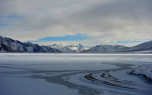calme et montagnes, hiver, montagnes, paysage, neige, froid, Sibérie, Russie, nuages, Fond d'écran HD HD wallpaper