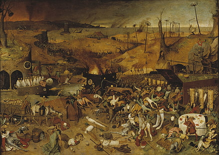 grupp människor nära byggnad och träd målning, målning, död, skelett, klassisk konst, Pieter Bruegel, Dödens triumf, HD tapet HD wallpaper