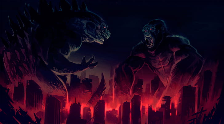 King Kong mot Godzilla konstverk, HD tapet
